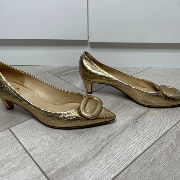 Kate Spade Gold Heels 6-1/2 - Picture 2 of 5